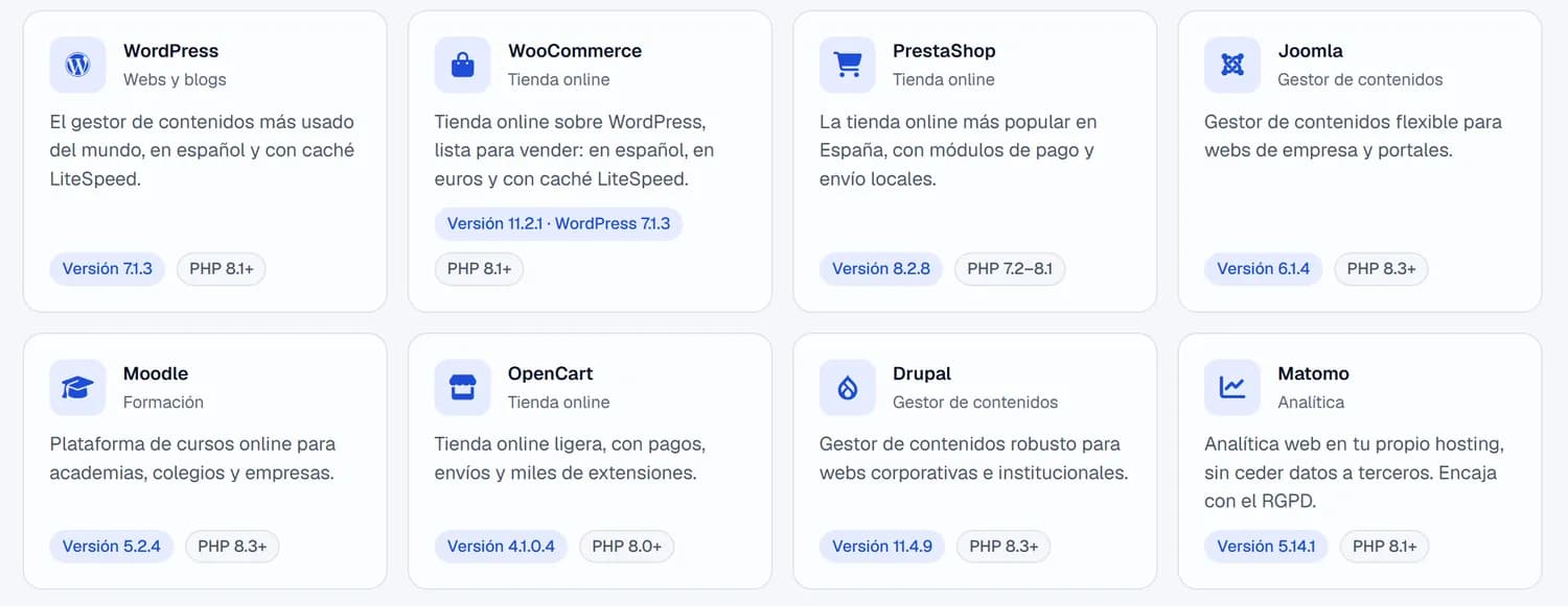 Panel-Installer: WordPress und WooCommerce in der neuesten Version, auf Spanisch bereit